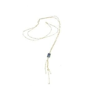 Unbranded 18" Gold Tone Long Chain Rectangular Kyanite Pendant